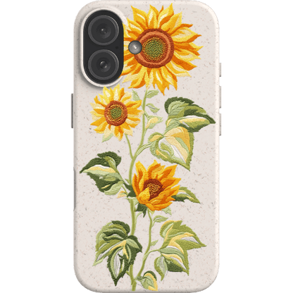 Stepping Green Phone Case Sunflowers Embroidered Look Bio Case