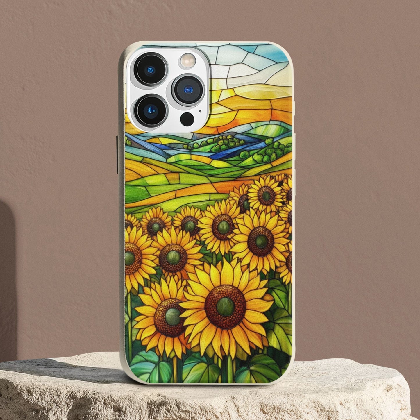 Stepping Green Phone Case Sunflowers Stained Glass Bio Case