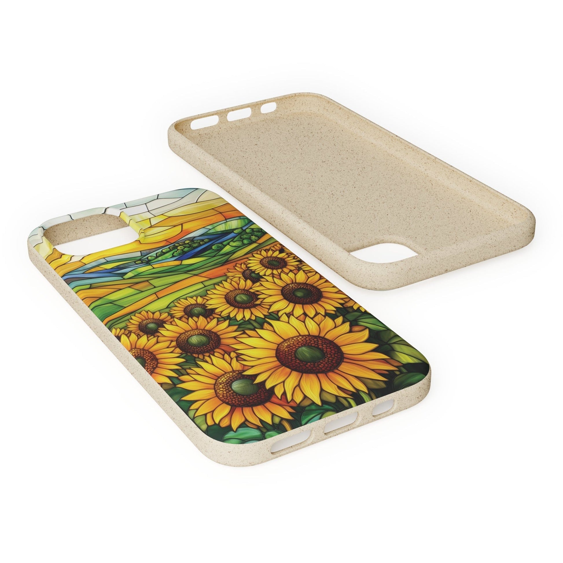 Stepping Green Phone Case Sunflowers Stained Glass Bio Case