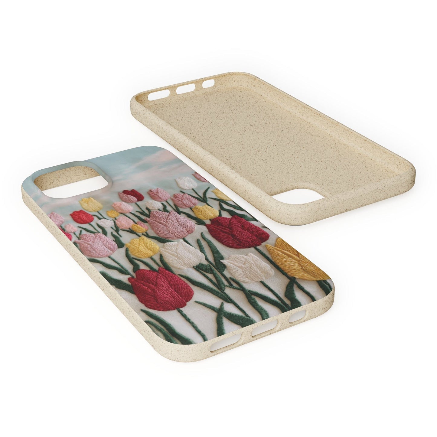 Stepping Green Phone Case Tulip Embroidered Look Bio Case