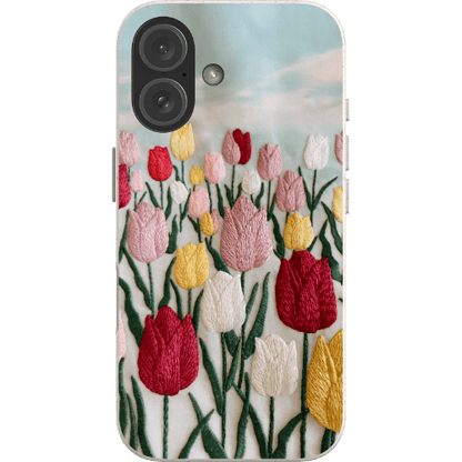 Stepping Green Phone Case Tulip Embroidered Look Bio Case
