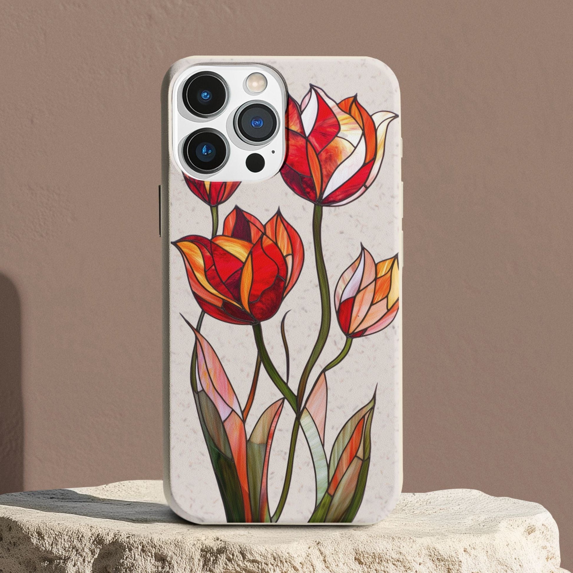 Stepping Green Phone Case Tulip Stained Glass Bio Case