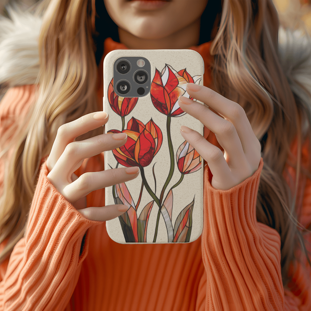 Stepping Green Phone Case Tulip Stained Glass Bio Case