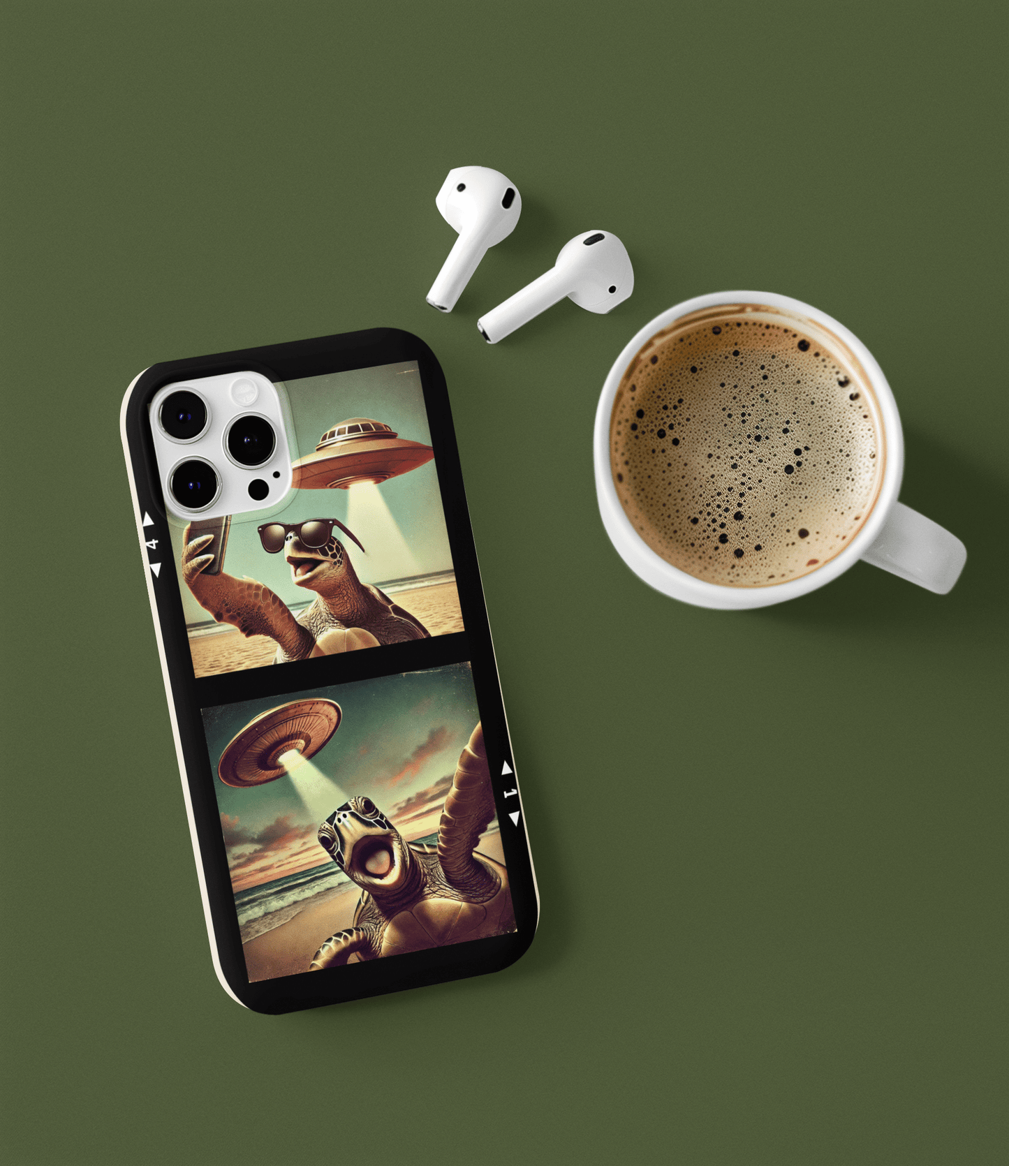 Stepping Green Phone Case UFO Turtle Selfie Bio Case