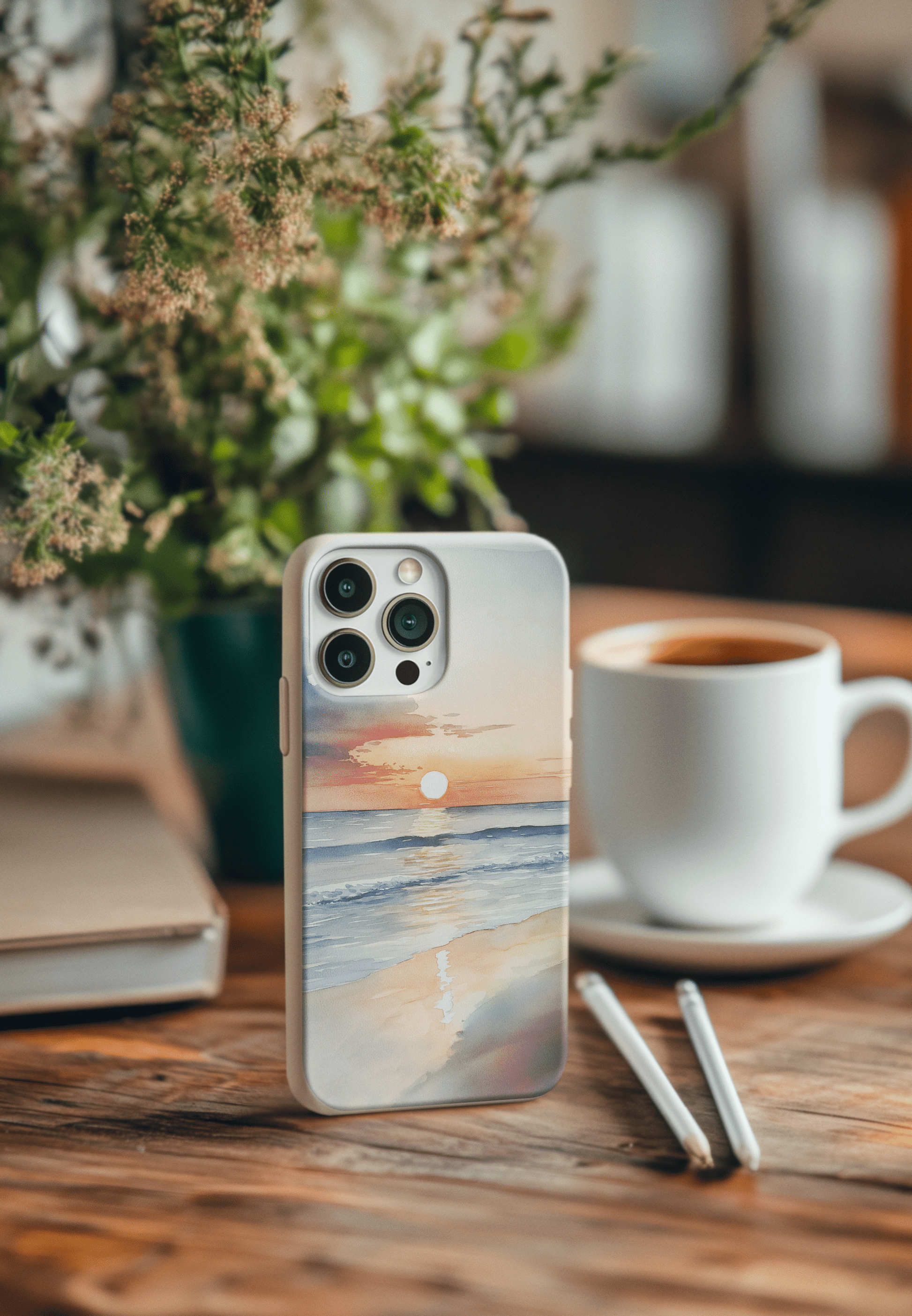 Stepping Green Phone Case Watercolor Beach Bio Case