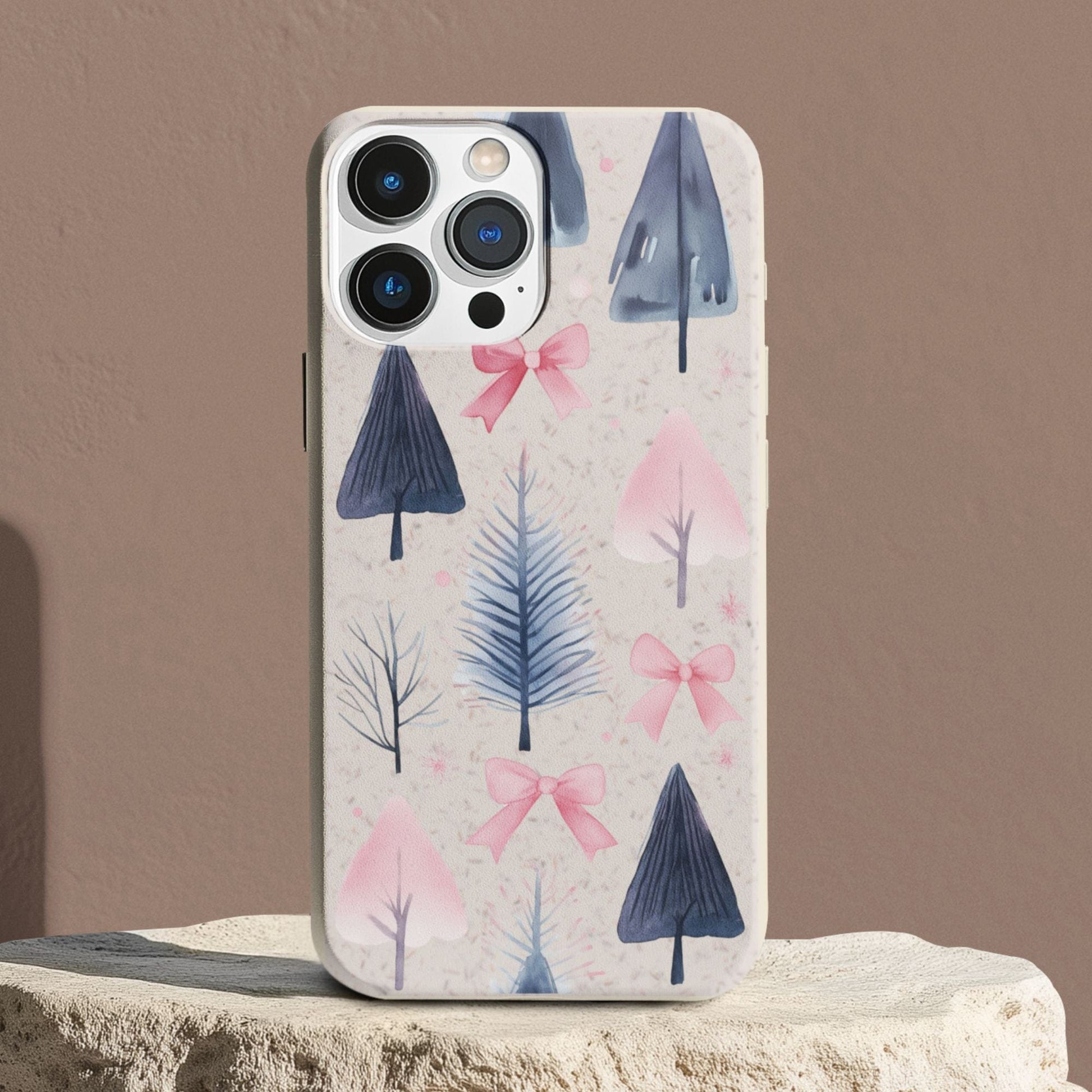 Stepping Green Phone Case Watercolor Bows and Trees 1 Bio Case
