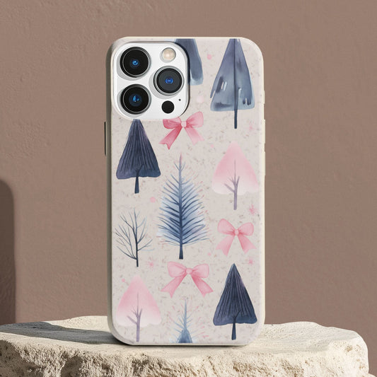 Stepping Green Phone Case Watercolor Bows and Trees 1 Bio Case