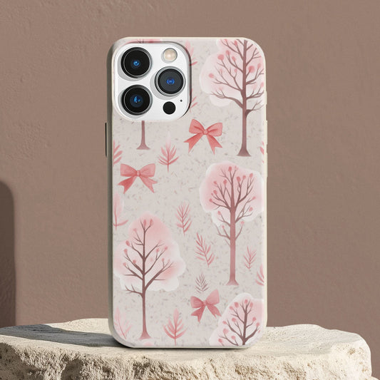 Stepping Green Phone Case Watercolor Bows and Trees 2 Bio Case