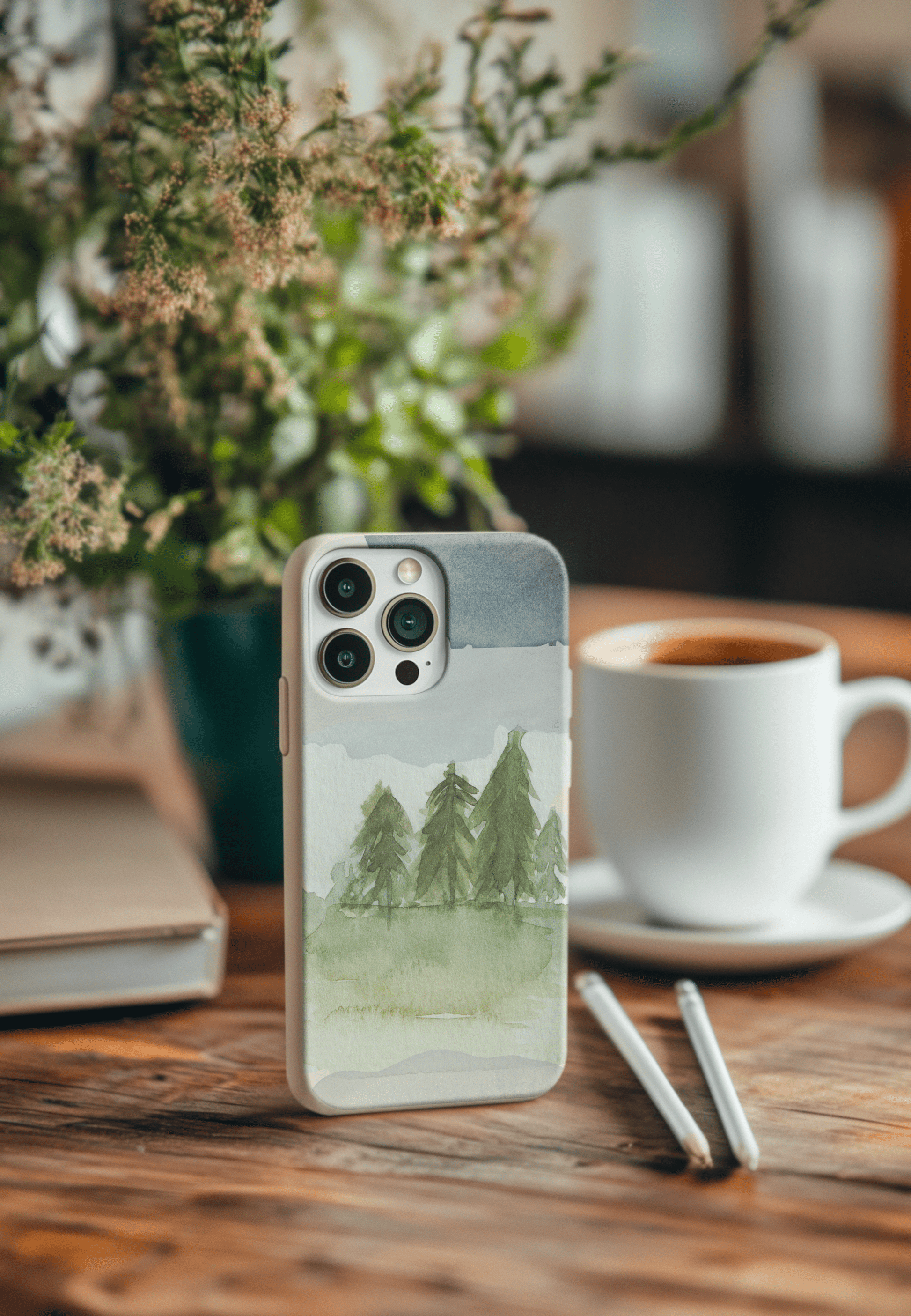 Stepping Green Phone Case Watercolor Forest Blob Bio Case