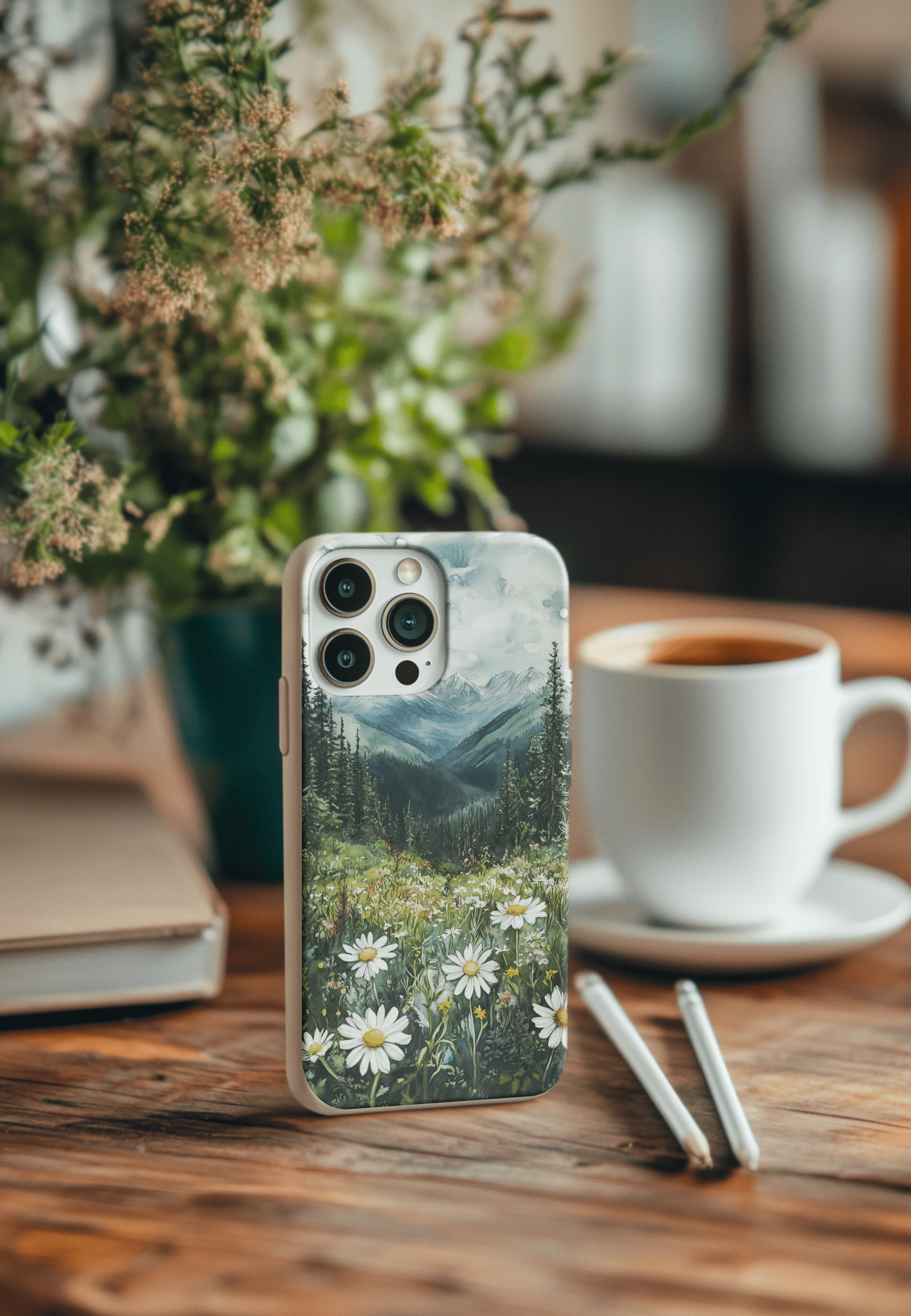 Stepping Green Phone Case Watercolor Forest Meadow Bio Case