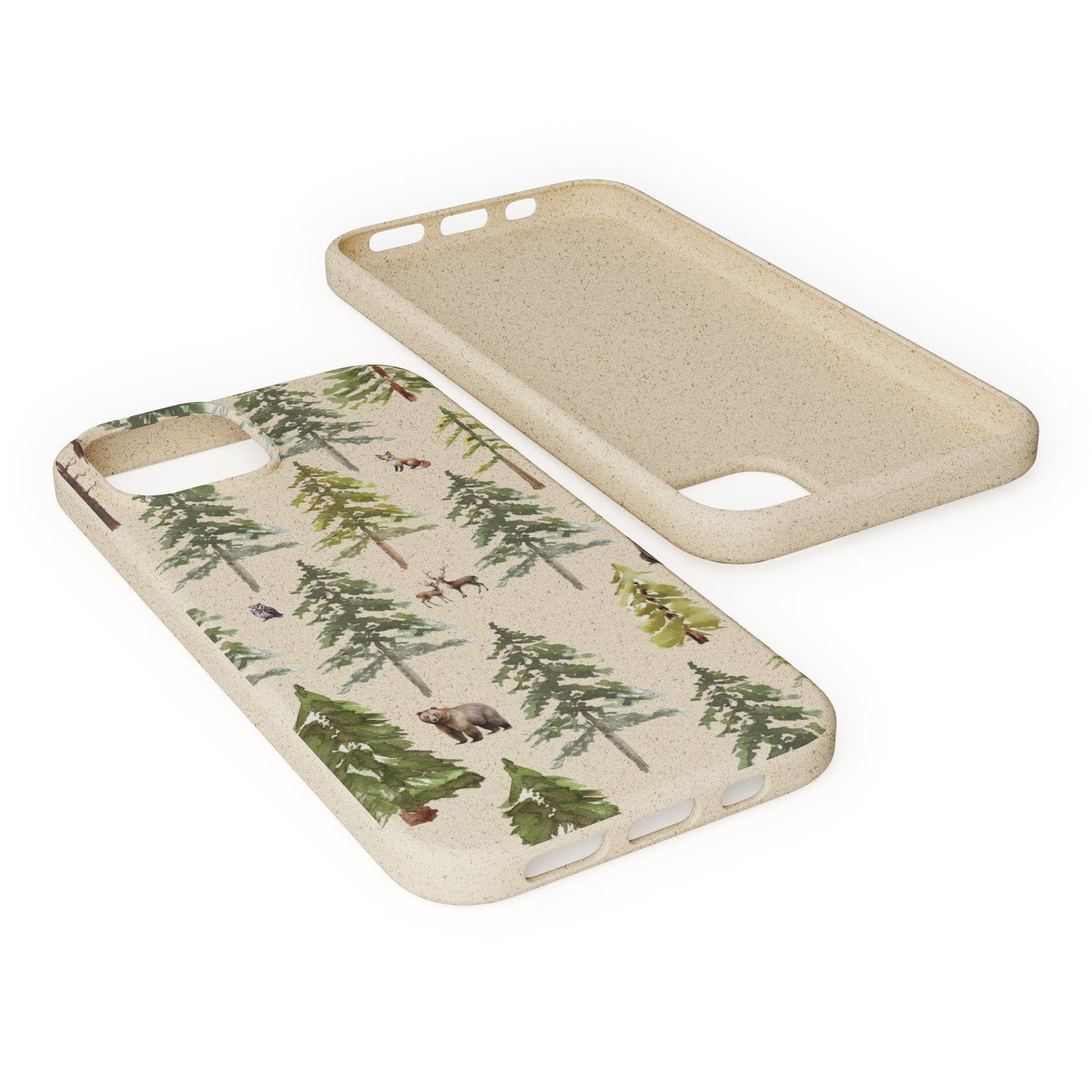 Stepping Green Phone Case Watercolor Forest with Animals Bio Case