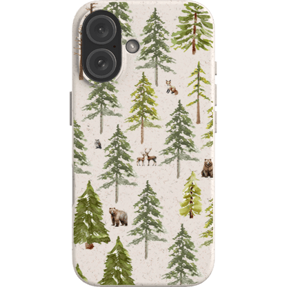 Stepping Green Phone Case Watercolor Forest with Animals Bio Case