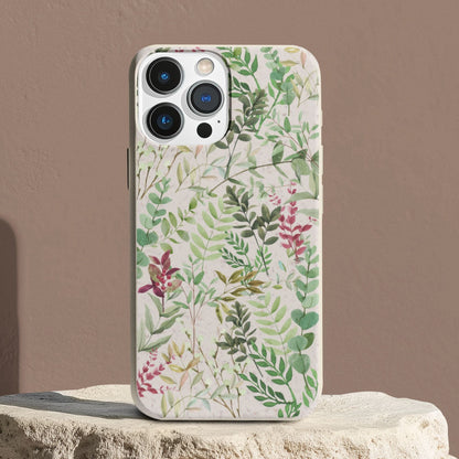 Stepping Green Phone Case Watercolor Green Leaves Bio Case