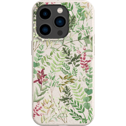 Stepping Green Phone Case Watercolor Green Leaves Bio Case
