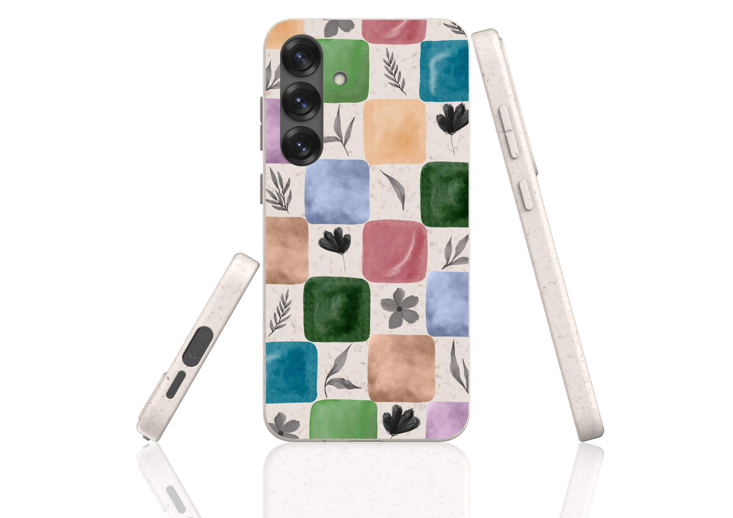 Stepping Green Phone Case Watercolor Leaf Checkerboard Bio Case
