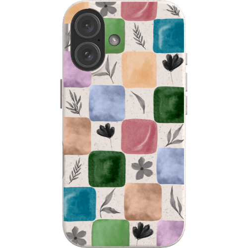 Stepping Green Phone Case Watercolor Leaf Checkerboard Bio Case