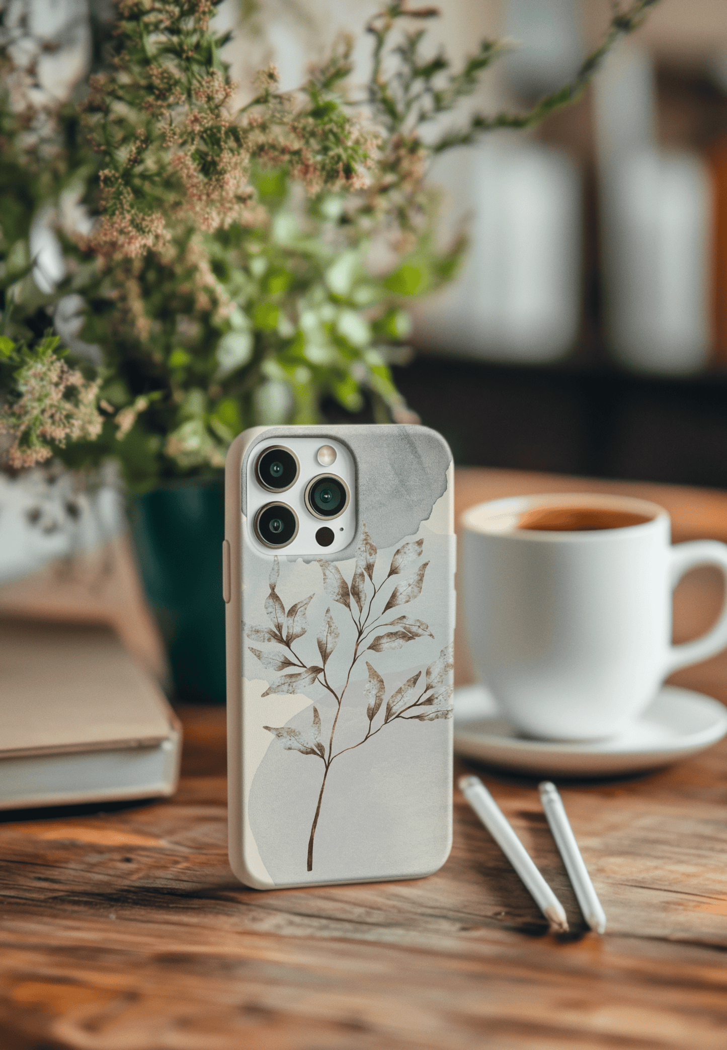 Stepping Green Phone Case Watercolor Leaves Blob Bio Case