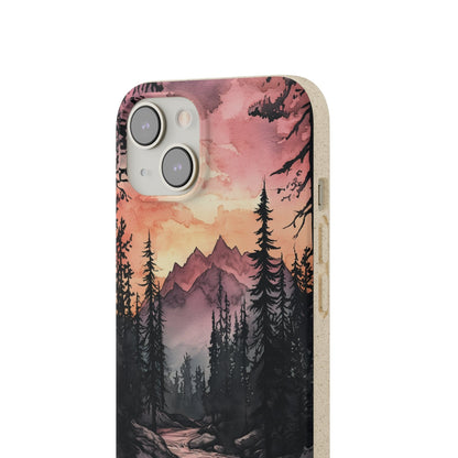 Stepping Green Phone Case Watercolor Mountain Sunset Bio Case