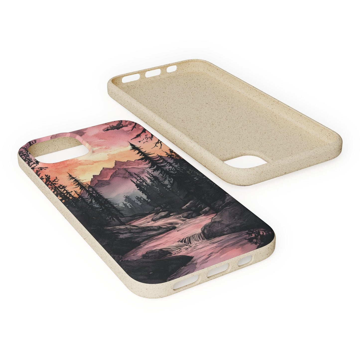 Stepping Green Phone Case Watercolor Mountain Sunset Bio Case