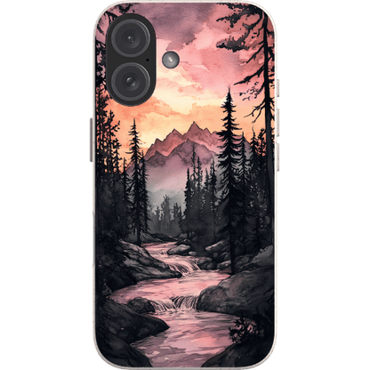 Stepping Green Phone Case Watercolor Mountain Sunset Bio Case