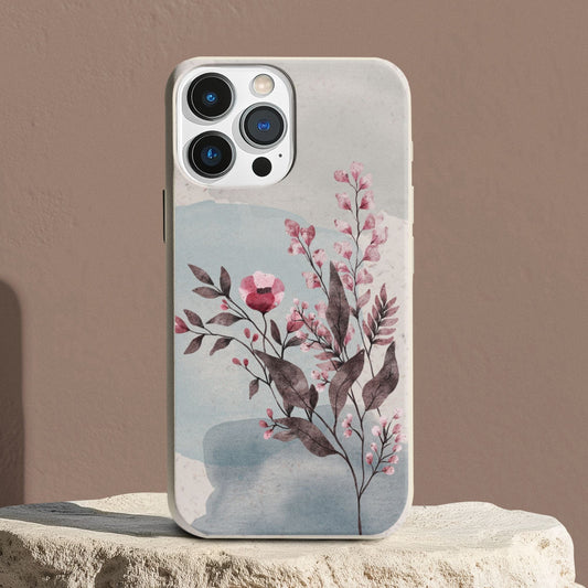 Stepping Green Phone Case Watercolor Pink Floral Blob Bio Case