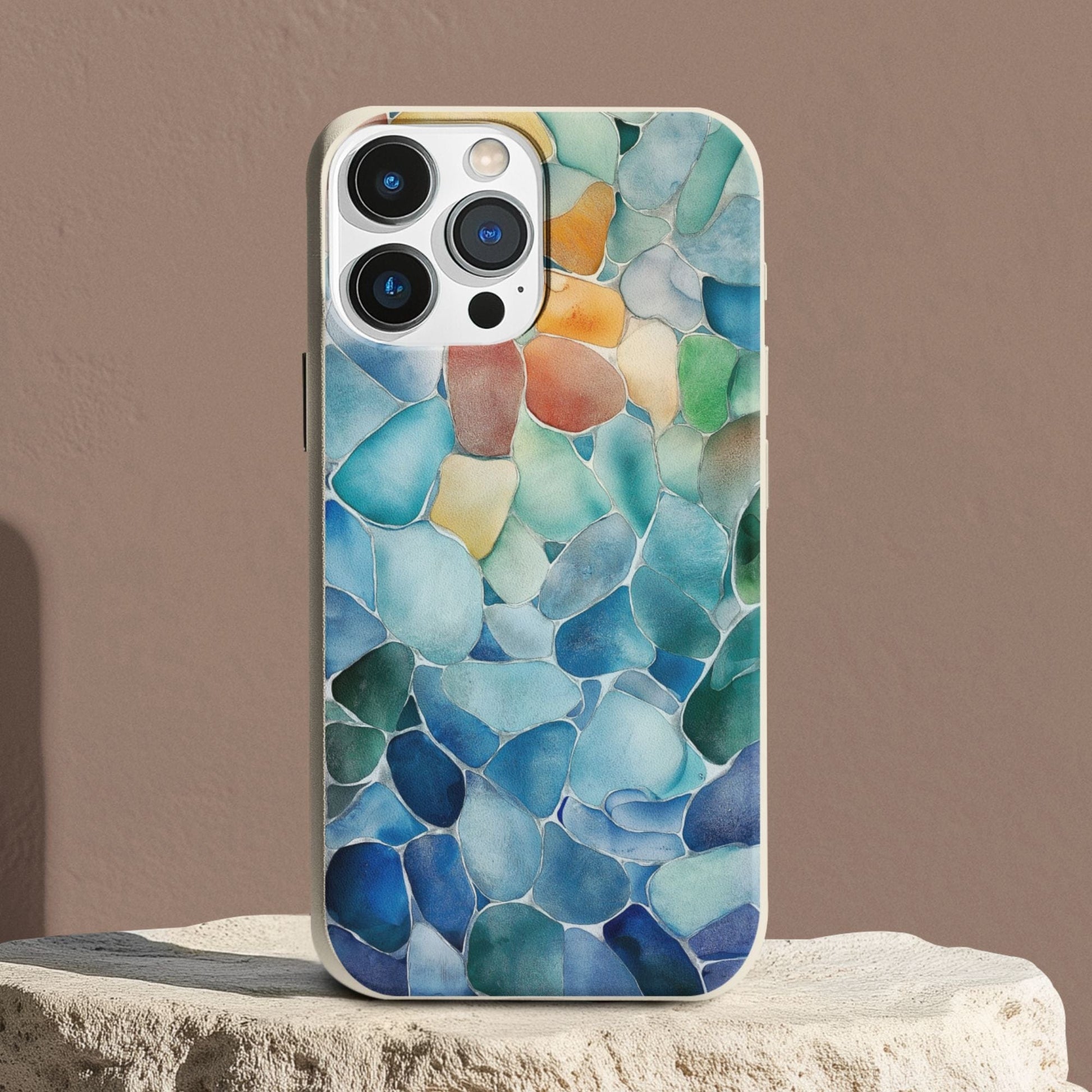 Stepping Green Phone Case Watercolor Sea Glass Bio Case