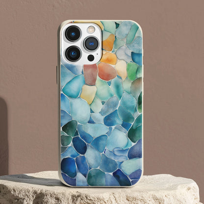 Stepping Green Phone Case Watercolor Sea Glass Bio Case