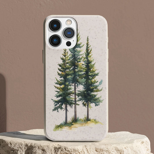 Stepping Green Phone Case Watercolor Stand Alone Pine Trees Bio Case