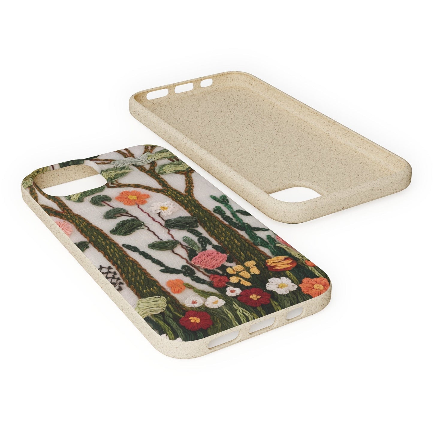 Stepping Green Phone Case Wildflower Forest Embroidered Look Bio Case