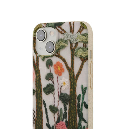 Stepping Green Phone Case Wildflower Forest Embroidered Look Bio Case