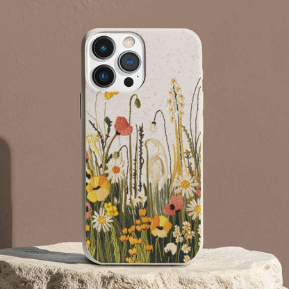 Stepping Green Phone Case Wildflowers Embroidered Look Bio Case