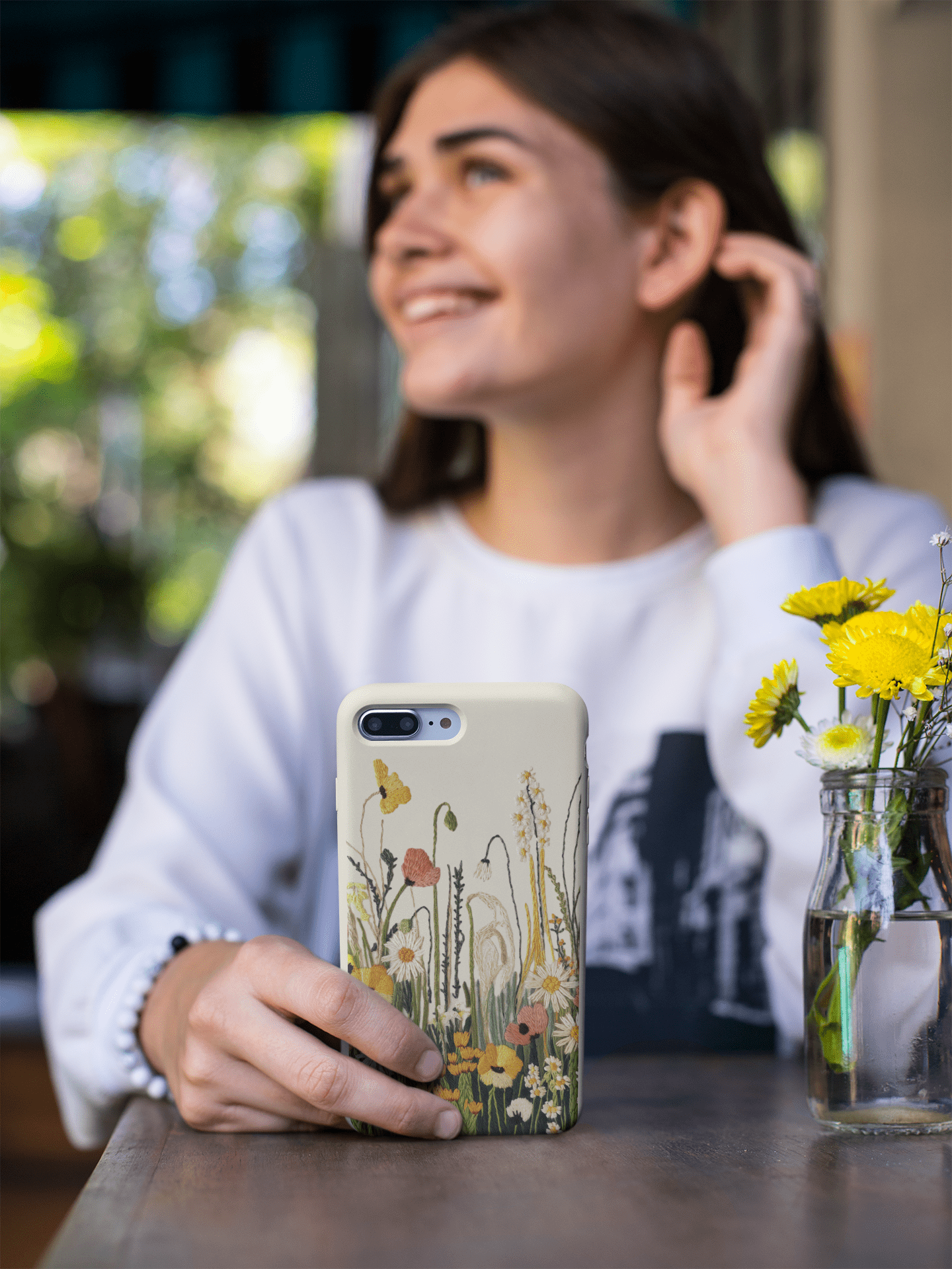 Stepping Green Phone Case Wildflowers Embroidered Look Bio Case