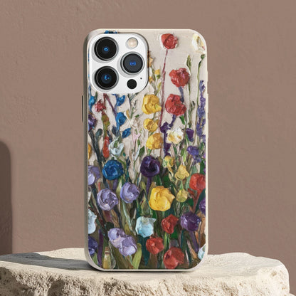 Stepping Green Phone Case Wildflowers Oil Painting Bio Case