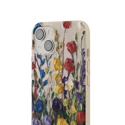 Stepping Green Phone Case Wildflowers Oil Painting Bio Case