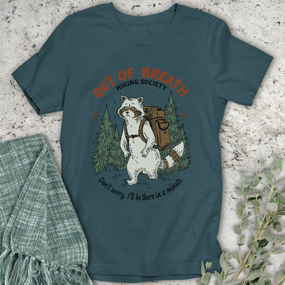 Stepping Green T-Shirt Albino Racoon Hiking Society Organic T-Shirt