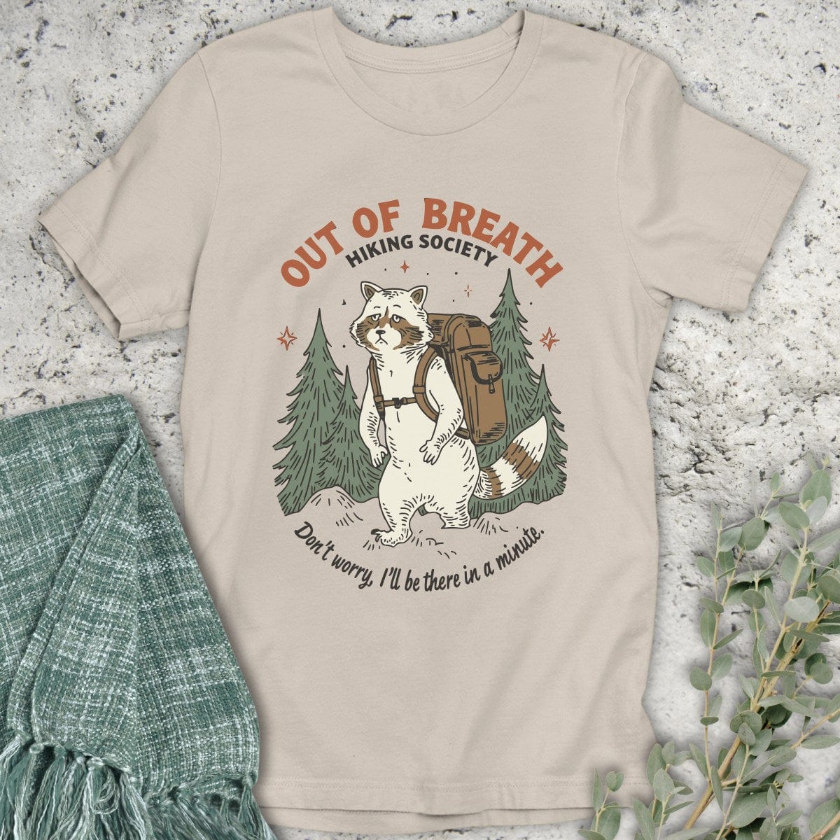 Stepping Green T-Shirt Albino Racoon Hiking Society T-Shirt
