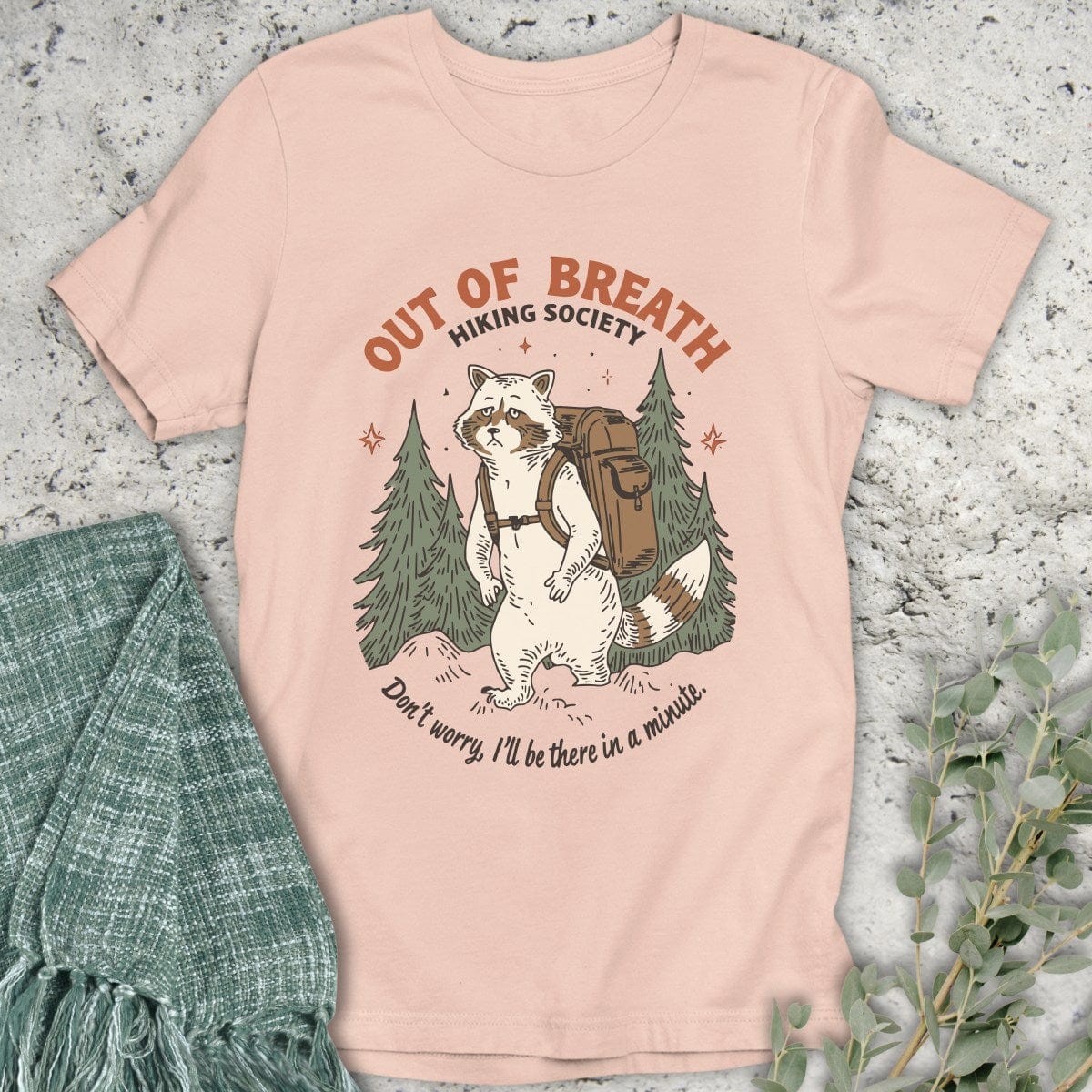 Stepping Green T-Shirt Albino Racoon Hiking Society T-Shirt