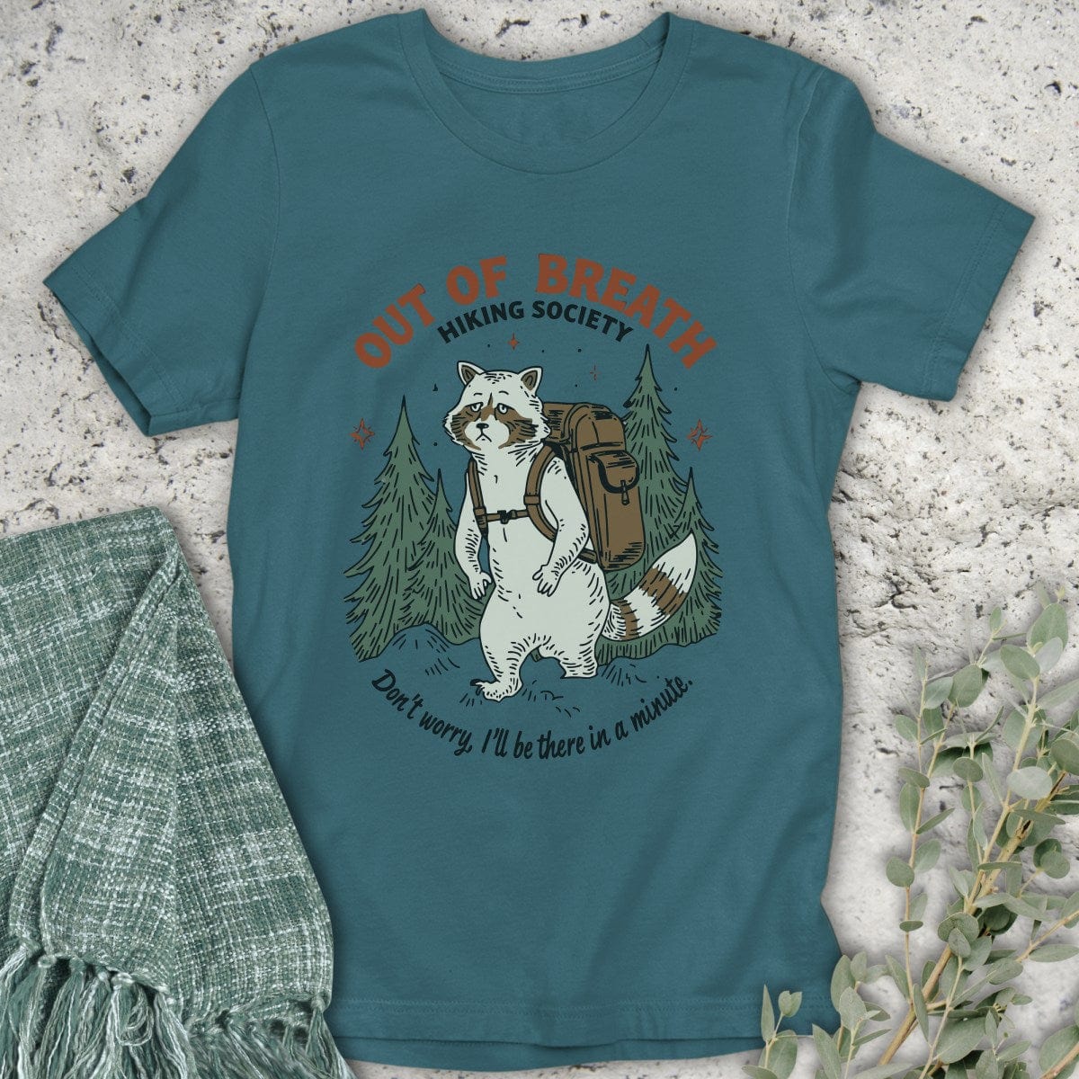 Stepping Green T-Shirt Albino Racoon Hiking Society T-Shirt