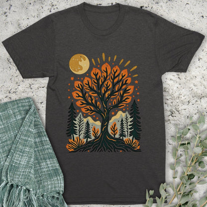Stepping Green T-Shirt Autumn Tree Organic T-Shirt