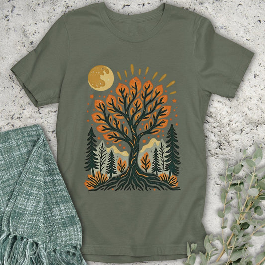 Stepping Green T-Shirt Autumn Tree T-Shirt