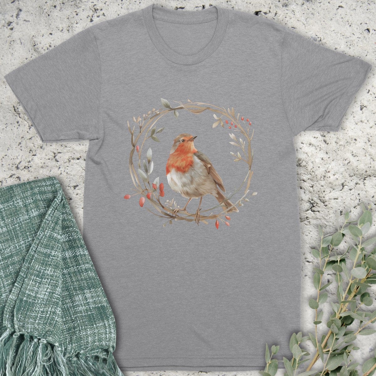 Stepping Green T-Shirt Bird Wreath T-Shirt