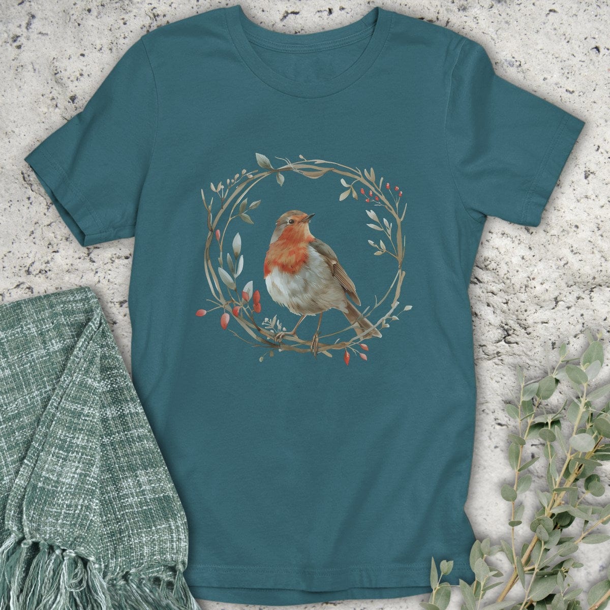Stepping Green T-Shirt Bird Wreath T-Shirt