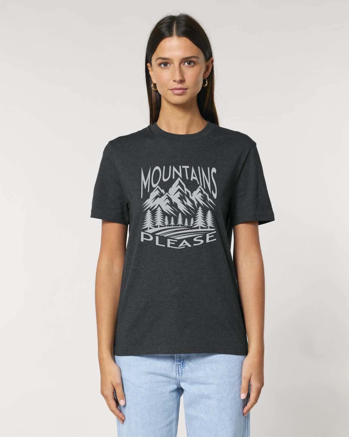 Stepping Green T-Shirt Black and White Mountains Please Organic T-Shirt