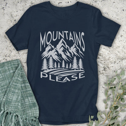 Stepping Green T-Shirt Black and White Mountains Please T-Shirt