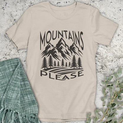 Stepping Green T-Shirt Black and White Mountains Please T-Shirt