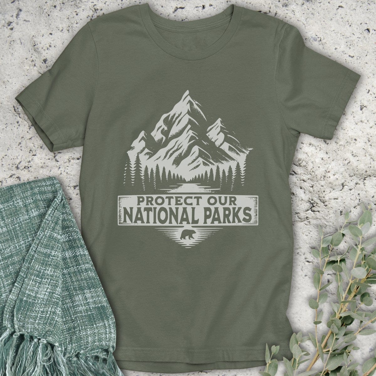 Stepping Green T-Shirt Black and White Protect Parks T-Shirt