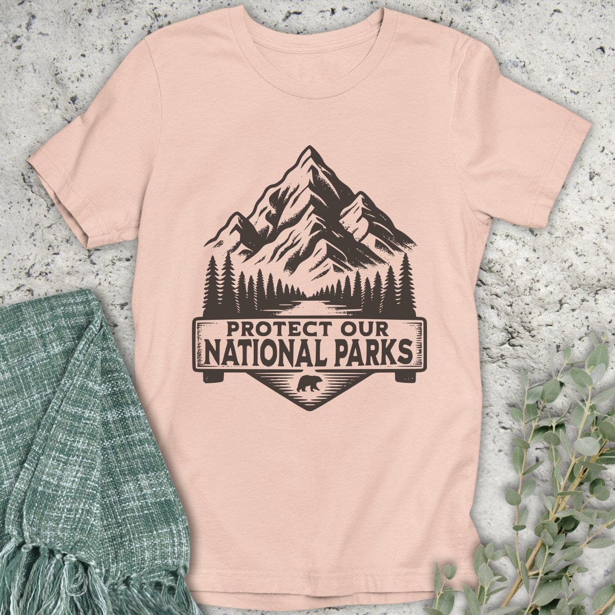 Stepping Green T-Shirt Black and White Protect Parks T-Shirt