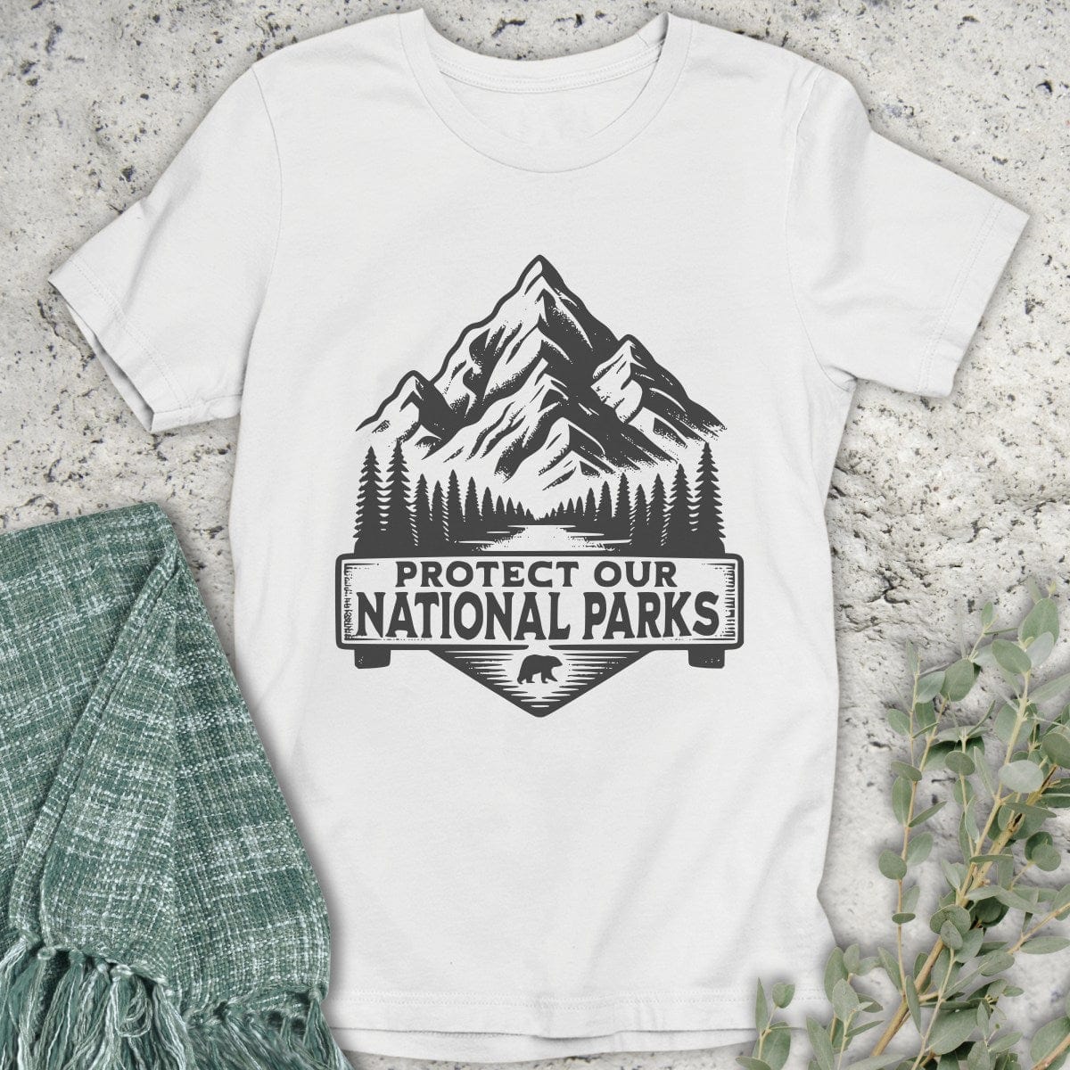 Stepping Green T-Shirt Black and White Protect Parks T-Shirt