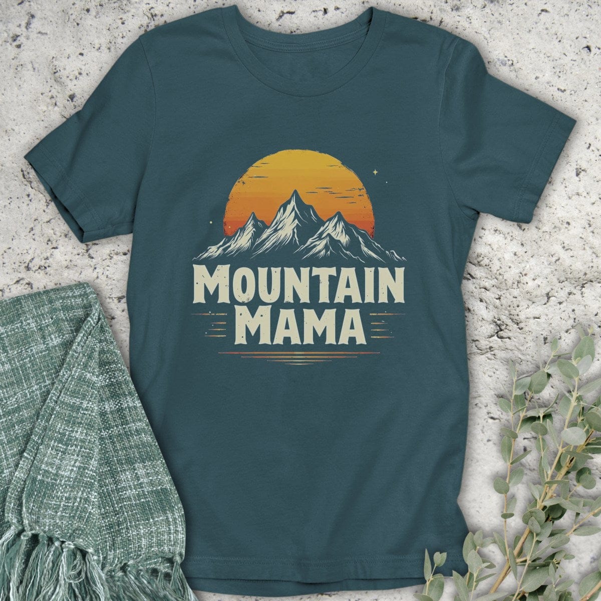 Stepping Green T-Shirt Block Mountain Mama Organic T-Shirt