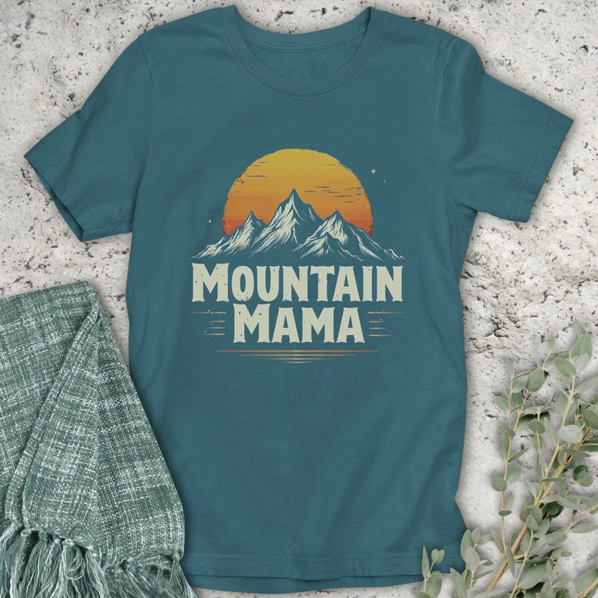 Stepping Green T-Shirt Block Mountain Mama T-Shirt